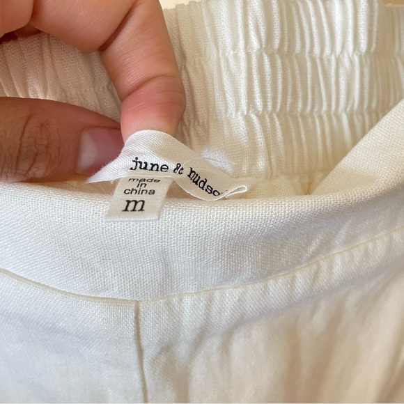 June & Hudson High Waist Linen Trouser Pants - Picture 3 of 7